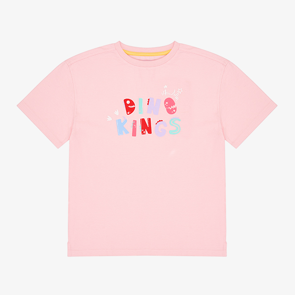 디노 반팔 티셔츠 레터링 (핑크)